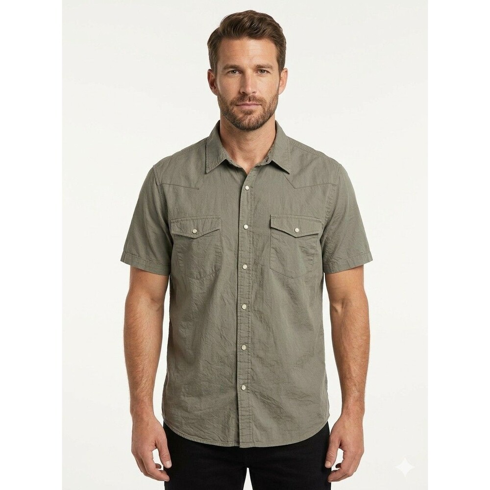 Frye and Co. Men’s XXL Olive Green Pearl Snap Casual Button-Up Outdoor Shirt